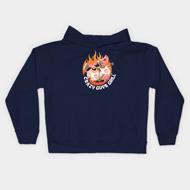 Crazy Guys Grill Kids Hoodie by Celestial Rex